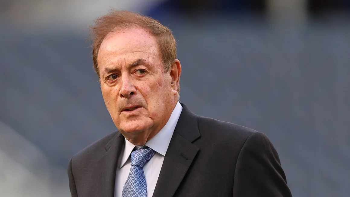 Sports commentator Al Michaels looks on prior to the game between the Chicago Bears and the Washington Commanders at Soldier Field on October 13, 2022 in Chicago, Illinois. Michael Reaves/Getty Images