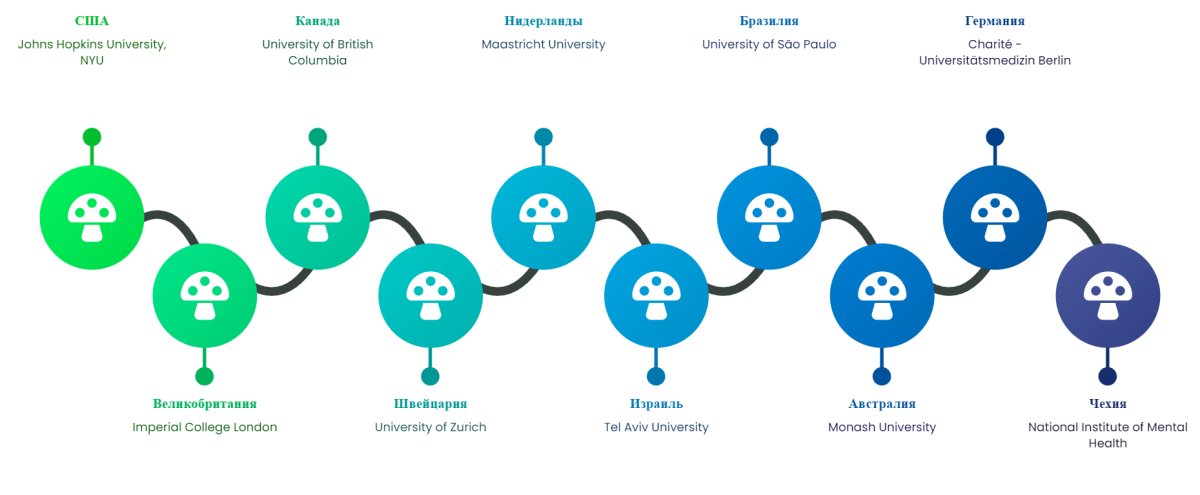 Инфографика исследований псилоцибина
